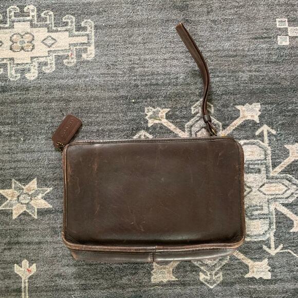 Vintage Coach Mahogany Top Zip Clutch - Picture 1 of 4